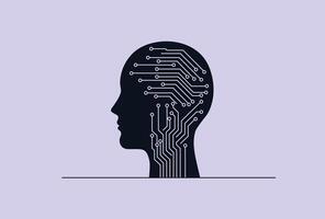 Digital Brain with Integrated Circuits Mind Illustration. vector