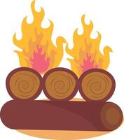 Illustration of Wood Bonfire with Cartoon Design, Isolated on White Background vector