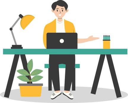 Programmer Man Cartoon Character vector