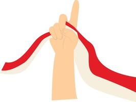 Hand Holding Indonesian Flag with Flat Design vector