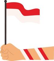 Hands Holding Indonesian Flag, Isolated on White Background vector