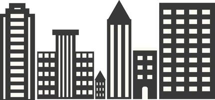 City Skyline Silhouette in Simple Design, Isolated on White Background vector