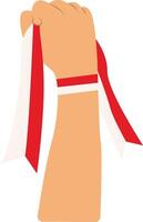 Hands Holding Indonesian Flag. Isolated on White Background. vector