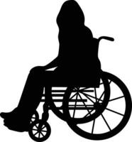 Silhouette of Disabled People in Wheelchair with Simple Shape. vector