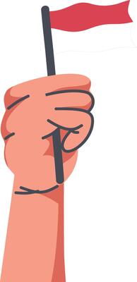 Hands Holding Indonesian Flag Illustration in Cartoon Design