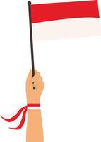 Hands Holding Indonesian Flag, Isolated on White Background, vector