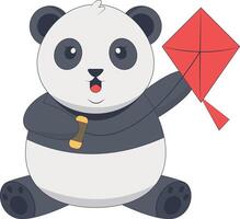 Cute Panda Character with Flat Design vector