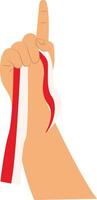 Hands Holding Indonesian Flag, Isolated on White Background. vector