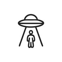 Alien abduction icon person mysteriously abducted by a ufo in the night. vector
