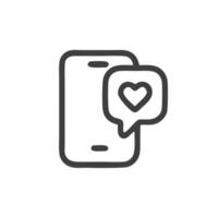 Social media icon smartphone displays a heartshaped notification signifying online popularity. Perfect for social media marketing visuals and digital communication concepts. vector