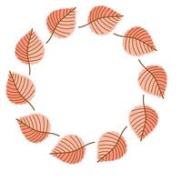 Autumn wreath with pink leaves in circular frame vector