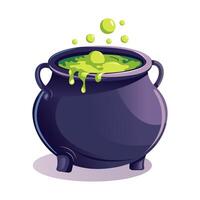 A Mystical Cauldron with a Bubbling Potion Inside, Exuding an Enchanting Aura of Magic vector