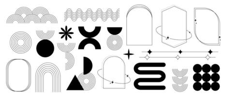 Minimal black and white geometric line elements collection vector
