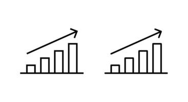 Bar chart outline icon with upward trend arrow. Success and data growth concept vector