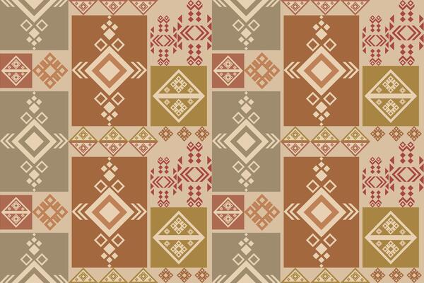 Seamless tribal geometric pattern in warm vintage tones. Perfect for fabric, packaging, home decor.