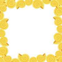 Square frame with yellow spiral shells vector