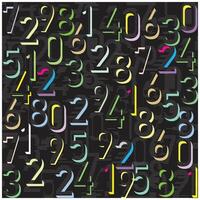 repeat number typography print design, An abstract design featuring a colorful array of numbers scattered across a dark background. vector