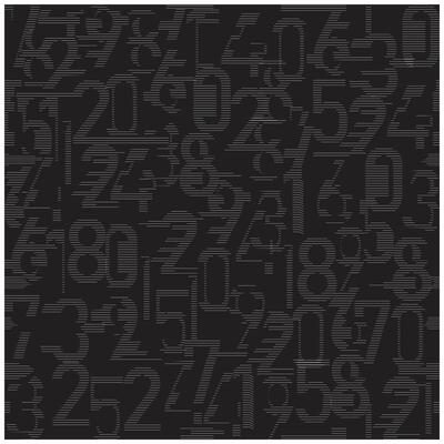 repeat number digit print pattern, A textured black and gray pattern filled with various numbers in different sizes, creating a visually complex and intriguing design.