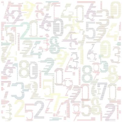 A colorful arrangement of various numbers in pastel hues, overlaid in a pattern across a light background.