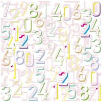 Colorful repeat Number typography print pattern on white background with colorful different numbers on line art effect. vector