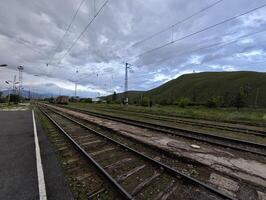 Passenger platform of the railway station in Hrazdan, Armenia photo