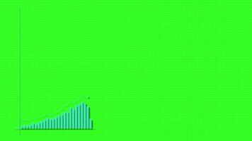 Animation of a bar graph transitioning from growth to decline, set against a vibrant green background video