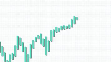 Candlestick chart animation illustrating a bullish trend with fluctuating green bars on a white background, conveying financial growth video