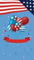 Festive animation with balloons and fireworks on a blue background, highlighting the 4th of July celebration video
