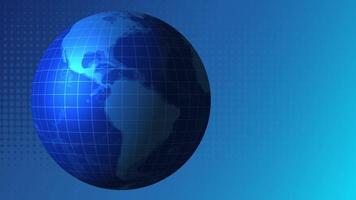 A 3D globe rotates with dynamic grid overlays and vibrant blue hues, creating a modern, technological atmosphere video