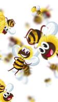 Cheerful bees animated in a lively, colorful style with dynamic movement and a joyful atmosphere video
