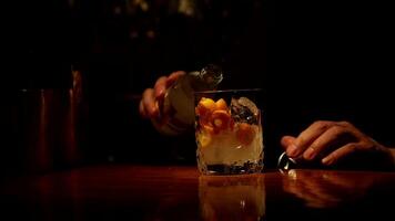 Sequence of preparing and stirring a cocktail video