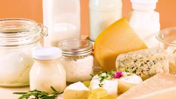 Dairy items arranged on a table video