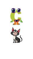 Playful animation of the letter 'C' transforming into a character with a cat, emphasizing learning and fun video