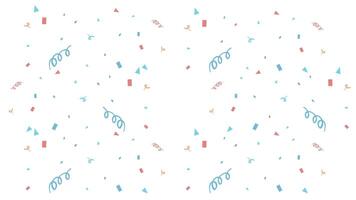 Vibrant confetti pieces in blue and red swirl dynamically against a clean white backdrop, creating a festive and lively atmosphere video