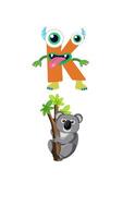 Playful animation of letter K transforming into a koala, combining vibrant colors and whimsical design video
