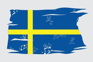 swedish flag with rustic touch and torn shapes vector
