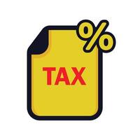 tax icon with yellow color file shape illustration vector