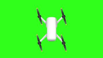 Aerial drone rotates smoothly against a bright green backdrop, showcasing fluid motion and sleek design in a 20-second loop video