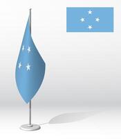 MICRONESIA flag on flagpole for registration of solemn event, meeting foreign guests. MICRONESIA National independence day. Realistic 3D on white vector
