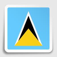 Saint Lucia flag icon on paper square sticker with shadow. Button for mobile application or web vector
