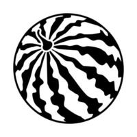 Linear icon, striped ripe watermelon. Autumn harvest of watermelons in farmer fields. Simple black and white isolated on white background vector