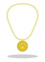 Gold medal with diamonds and paw print for participation in animal competitions vector