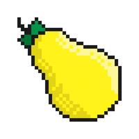 Pixel icon, pear fruit. Exotic fruit. Autumn harvest. Simple retro game isolated on white background vector
