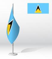 SAINT LUCIA flag on flagpole for registration of solemn event, meeting foreign guests. ST LUCIA National independence day. Realistic 3D on white vector