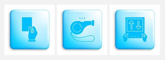 Set of square buttons with sports referee icons. Gestures of sports referee. Element for design vector
