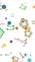 Vibrant musical notes and stars float dynamically on a white background, creating a lively and playful atmosphere video