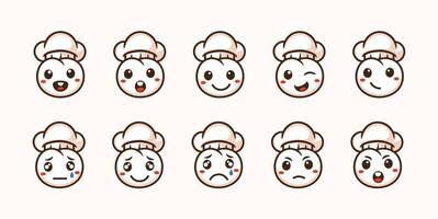 cute momo chef face expression emoji icon illustration set vector
