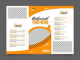Modern Restaurant Bi-Fold Food Menu Template, Orange and White Design vector