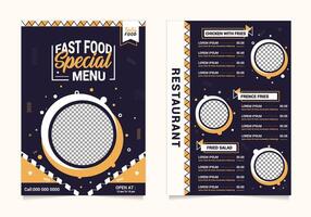 Modern Fast Food Restaurant Menu Template, Bold Geometric Design, Vibrant Colors, Placeholders for Images vector