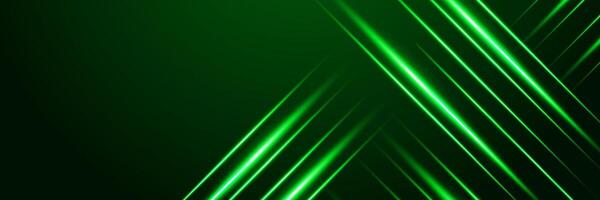 Green lines background, diagonal lines, futuristic glowing neon lights, banner, website, cover, presentation, social media post vector